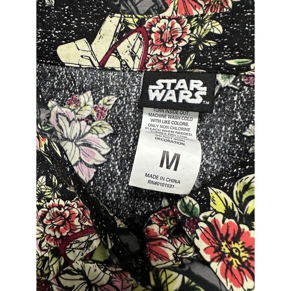 Star Wars Boba Fett Woven Floral Collared Button‎ Shirt Size M - Picture 5 of 8